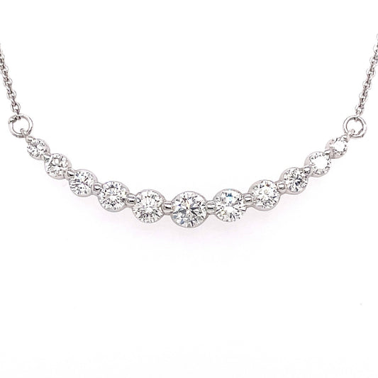 0.75 Carat Eleven Diamond Graduated Necklace in 18K White Gold
