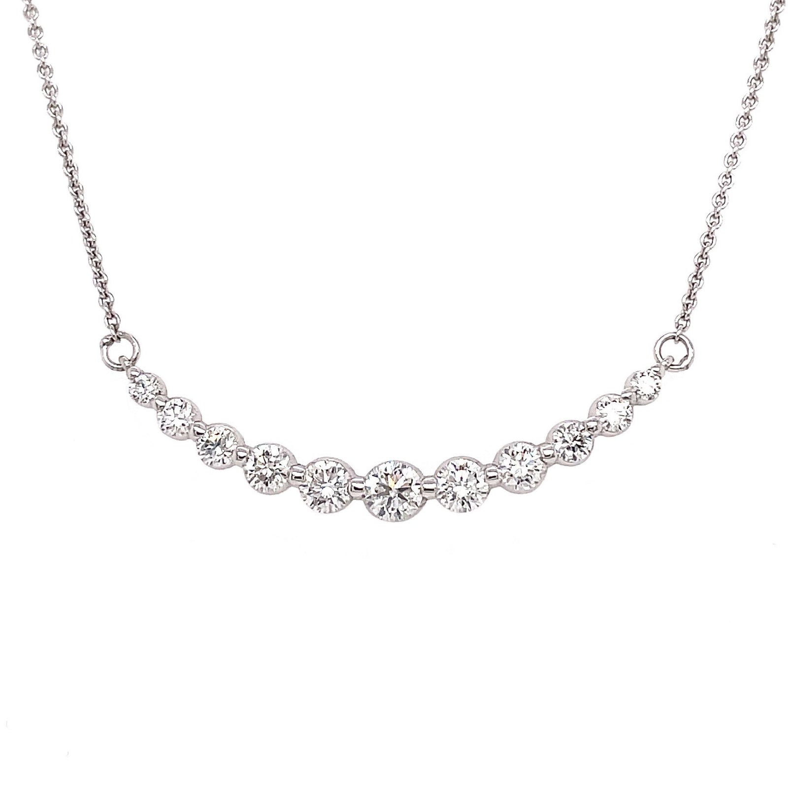 0.75 Carat Eleven Diamond Graduated Necklace in 18K White Gold