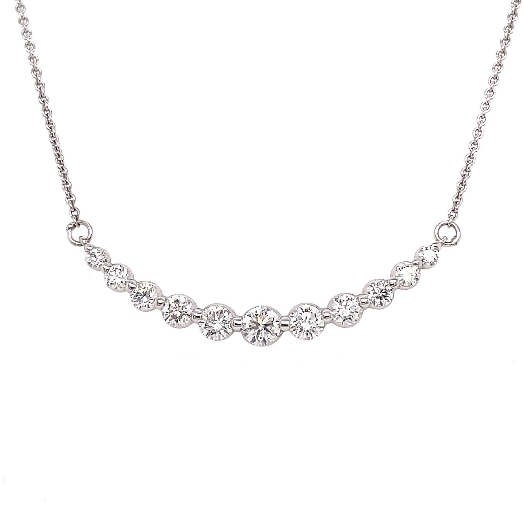 0.75 Carat Eleven Diamond Graduated Necklace in 18K White Gold