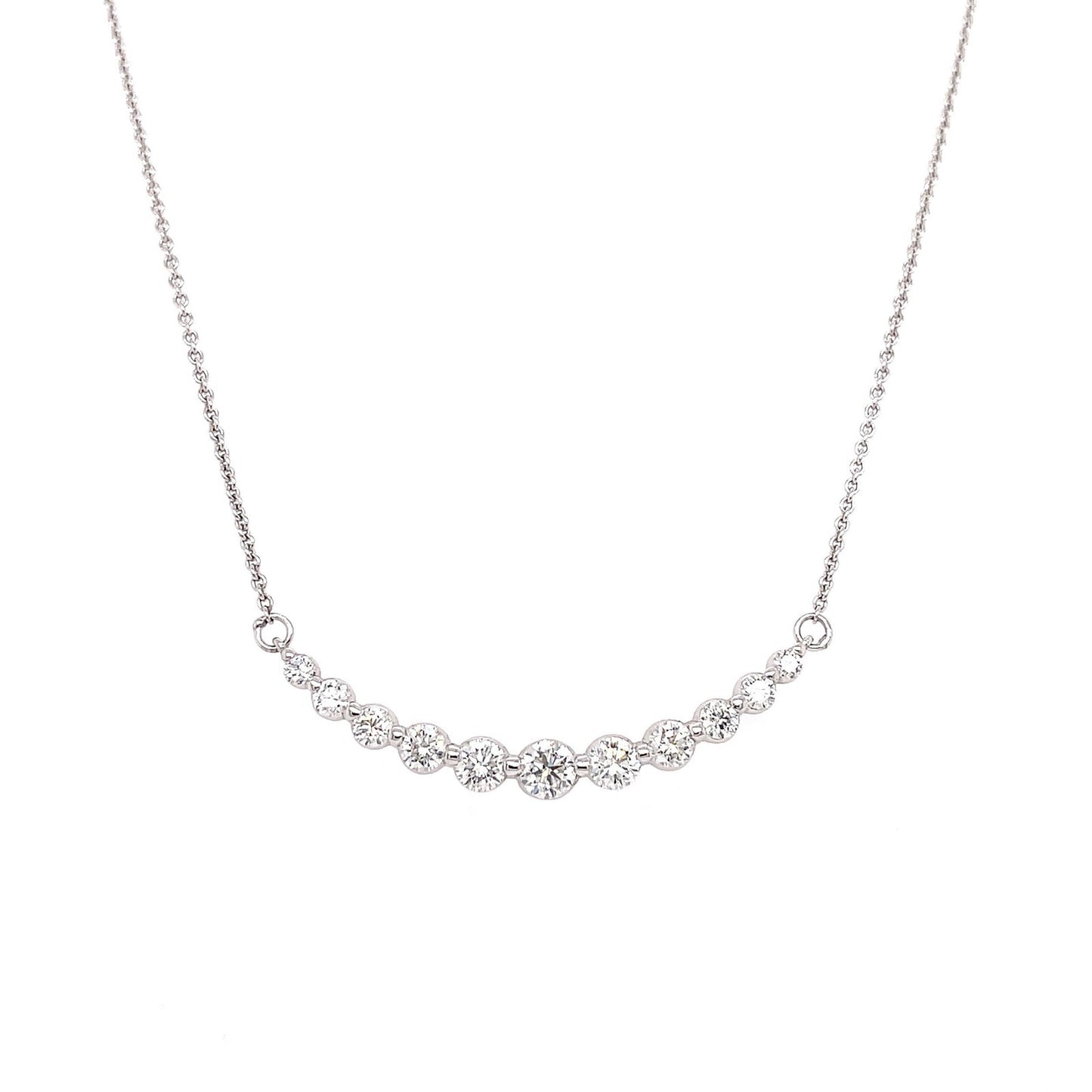 0.75 Carat Eleven Diamond Graduated Necklace in 18K White Gold