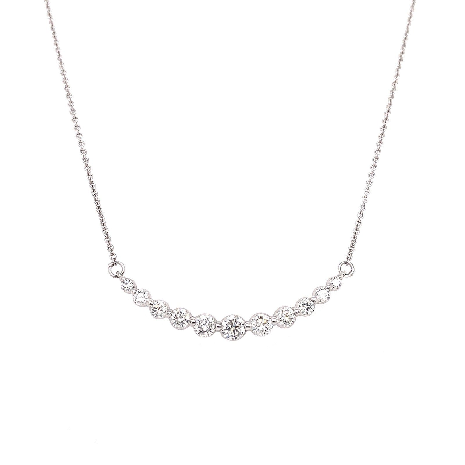 0.75 Carat Eleven Diamond Graduated Necklace in 18K White Gold