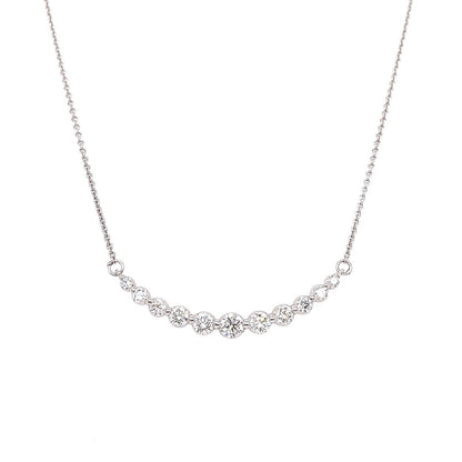 0.75 Carat Eleven Diamond Graduated Necklace in 18K White Gold