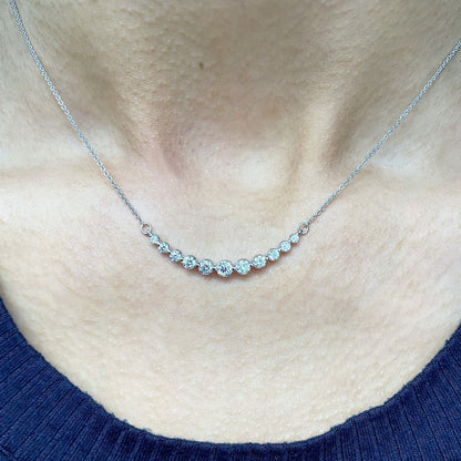 0.75 Carat Eleven Diamond Graduated Necklace in 18K White Gold