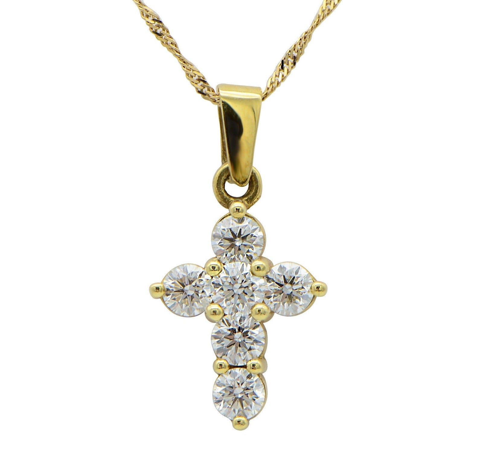 "PEND01296" Shared Prong Diamond Cross Pendant on 16" Chain
