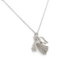 Handmade Angel Motif Diamond Pendant Necklace in 14K White Gold