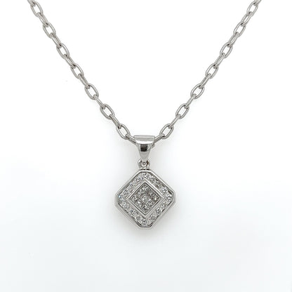1.0 Carat Square Diamond Pendant Necklace in 14K White Gold