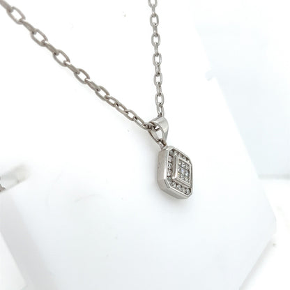 1.0 Carat Square Diamond Pendant Necklace in 14K White Gold