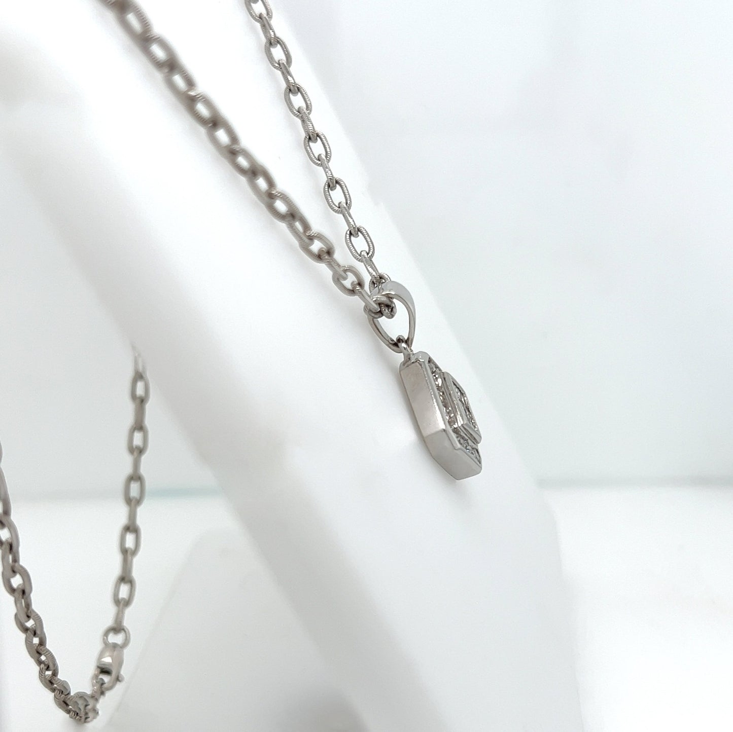 1.0 Carat Square Diamond Pendant Necklace in 14K White Gold