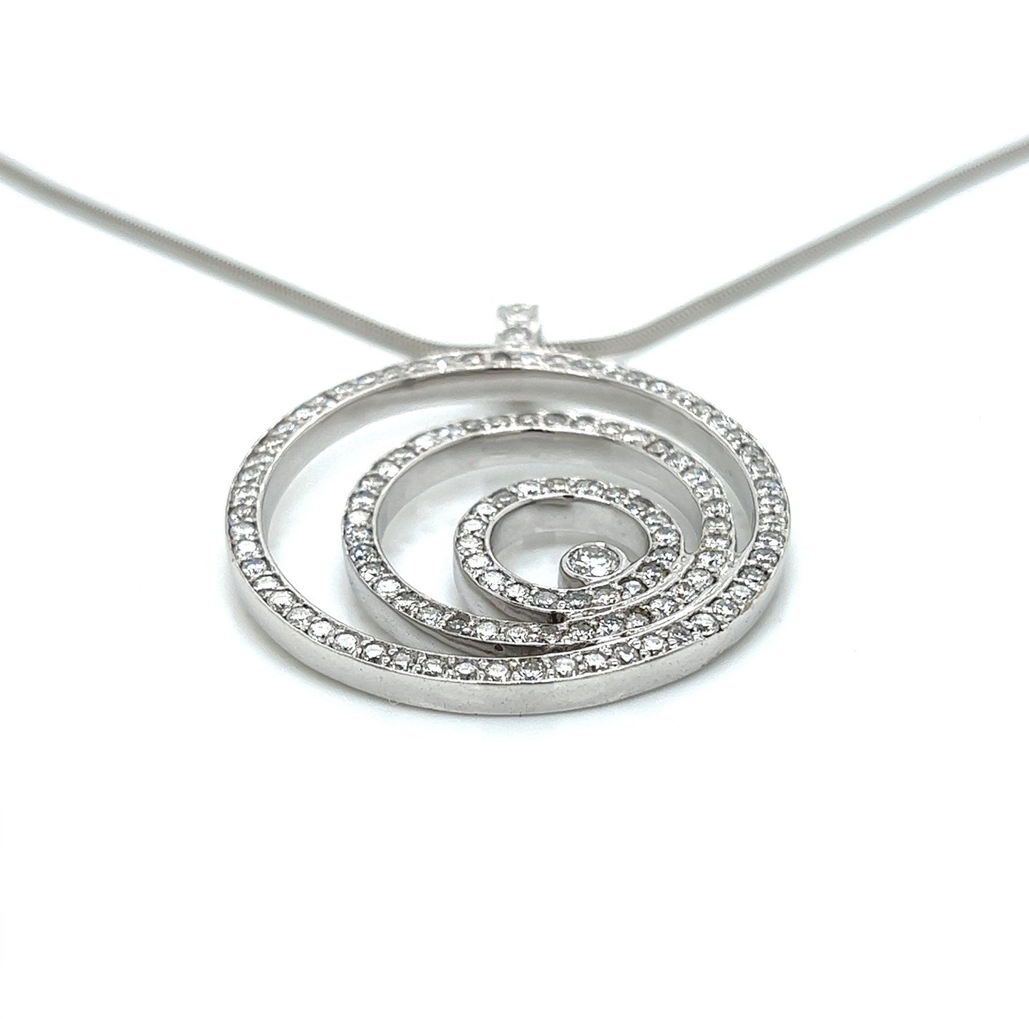2.35 Carat Round Triple Circle Diamond Pendant Necklace