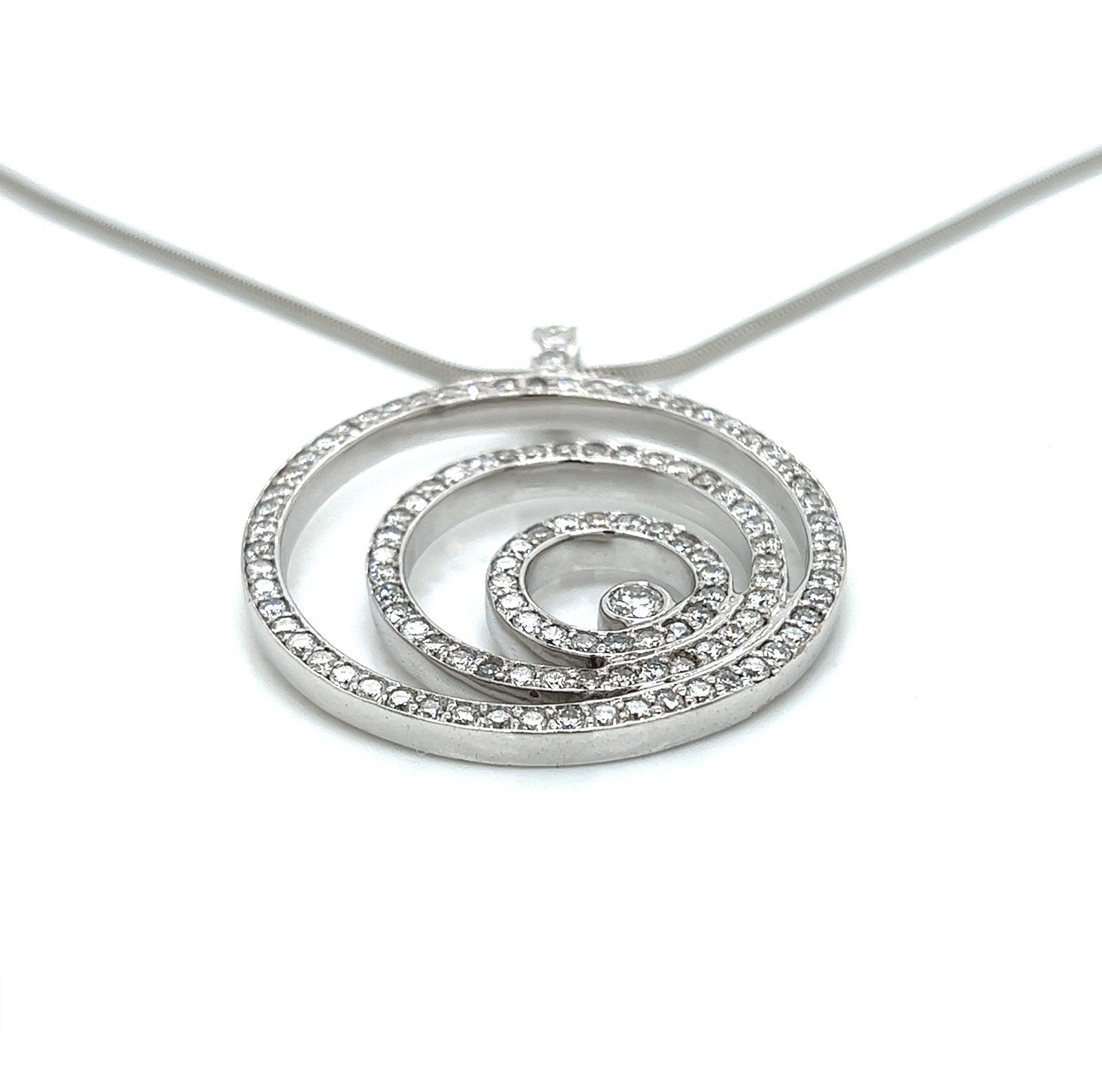 2.35 Carat Round Triple Circle Diamond Pendant Necklace