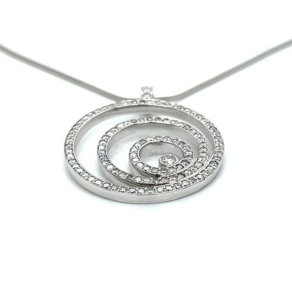 2.35 Carat Round Triple Circle Diamond Pendant Necklace