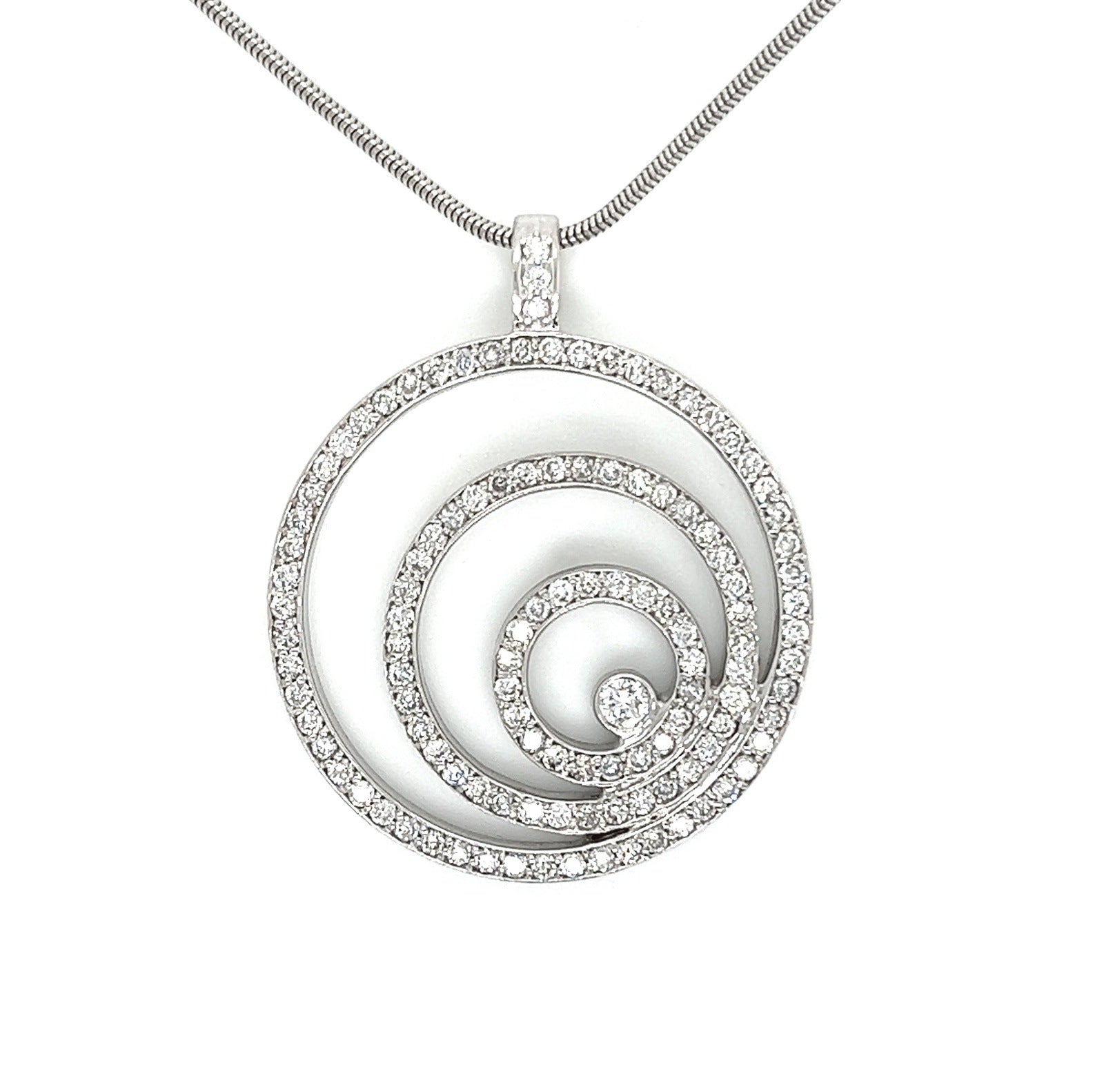 2.35 Carat Round Triple Circle Diamond Pendant Necklace
