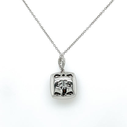 Soft Aqua Cushion Double Halo Pendant