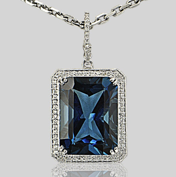 "PEND01560" Spectacular London Blue Diamond Pendant