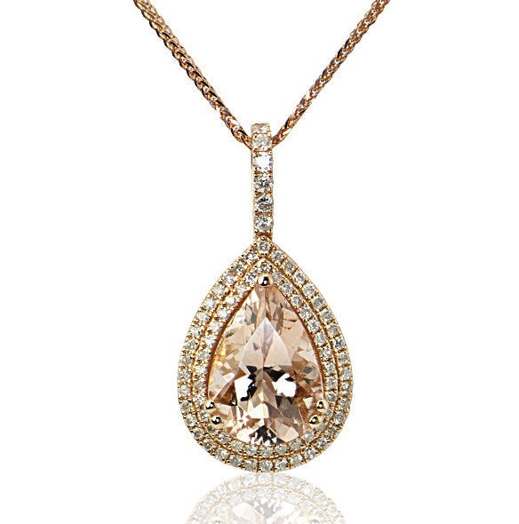 "PEND01561" Morganite Diamond Rose Gold Pendant