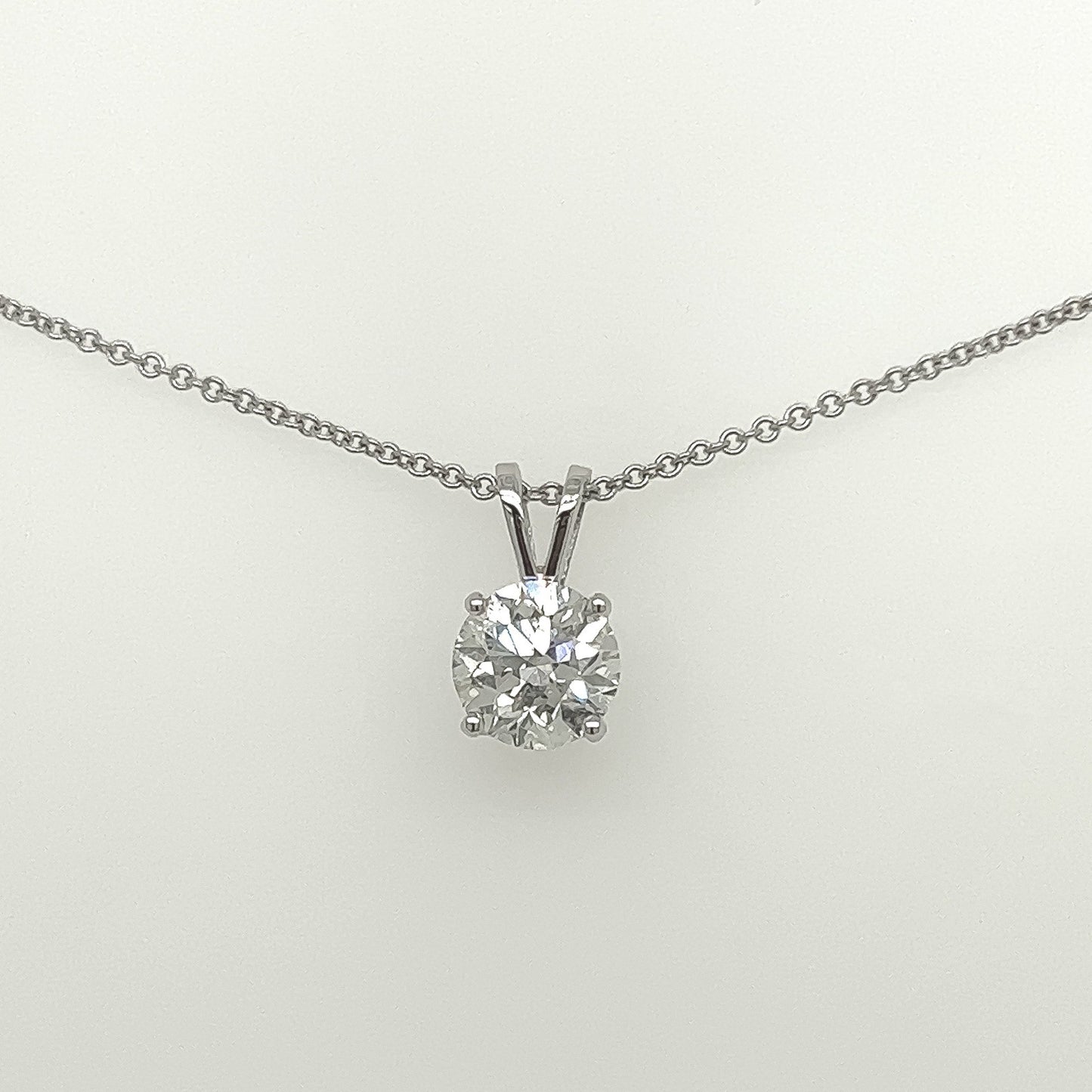 1.19 Carat F Color, SI2-I1 Clarity Diamond Pendant in 18K White Gold - On 16" Chain