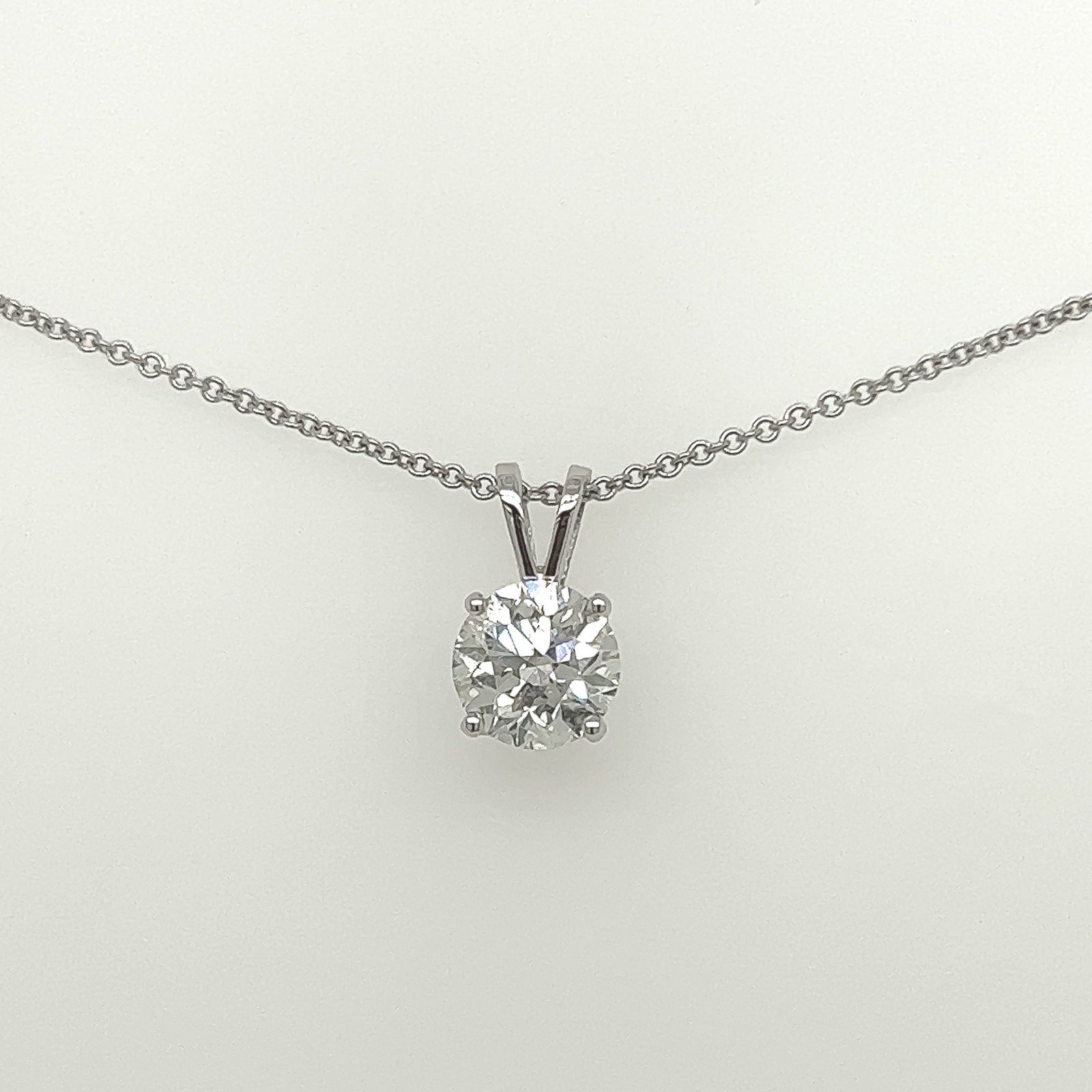 1.19 Carat F Color, SI2-I1 Clarity Diamond Pendant in 18K White Gold - On 16" Chain