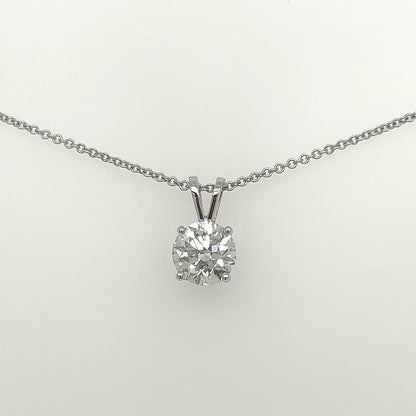 1.19 Carat F Color, SI2-I1 Clarity Diamond Pendant in 18K White Gold - On 16" Chain