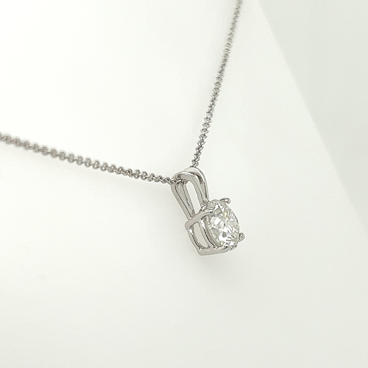 1.19 Carat F Color, SI2-I1 Clarity Diamond Pendant in 18K White Gold - On 16" Chain