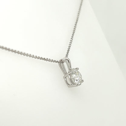 1.19 Carat F Color, SI2-I1 Clarity Diamond Pendant in 18K White Gold - On 16" Chain