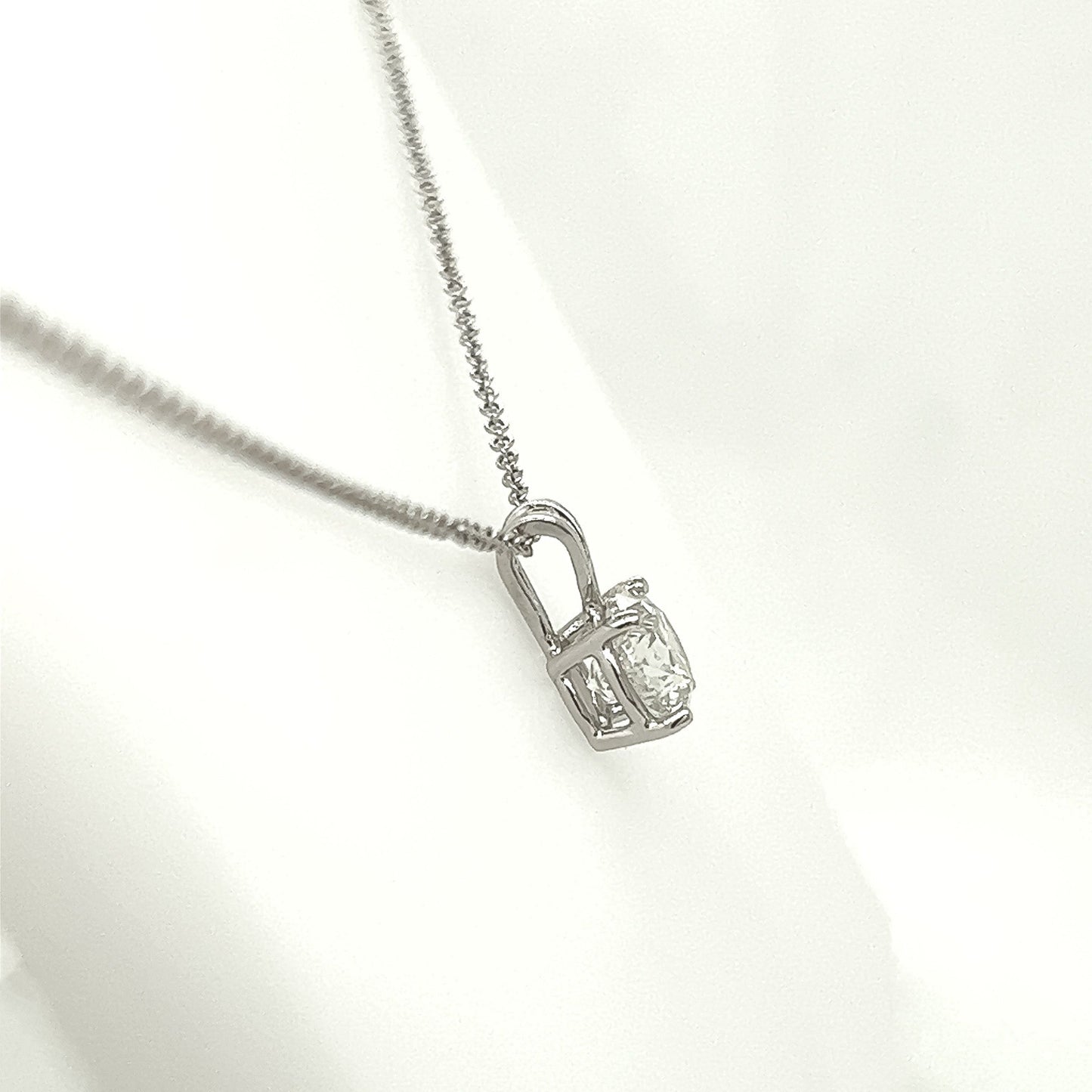 1.19 Carat F Color, SI2-I1 Clarity Diamond Pendant in 18K White Gold - On 16" Chain