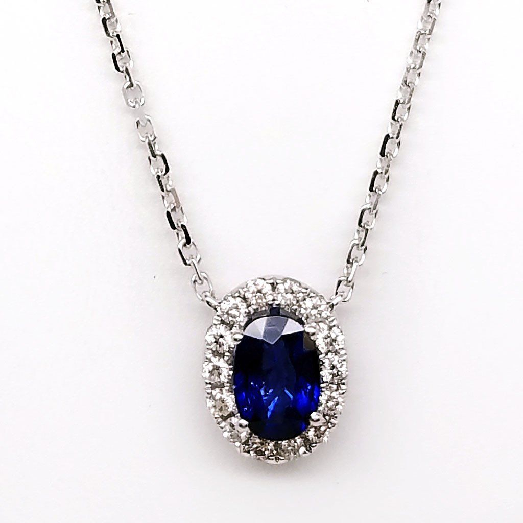 "PEND01664" Blue Oval Sapphire Pendant