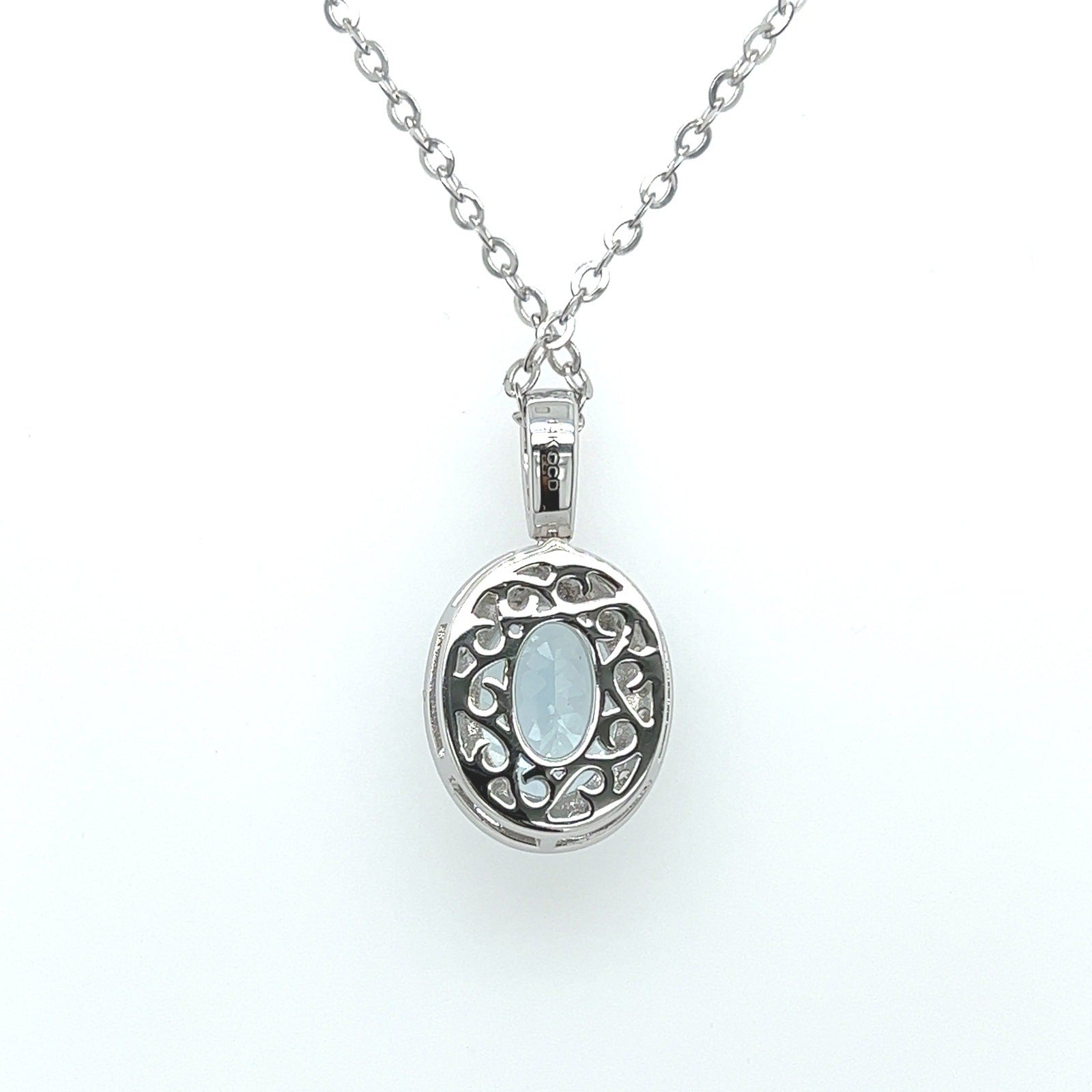 3.60ct Aquamarine and Diamond Pendant Necklace in 14K White Gold