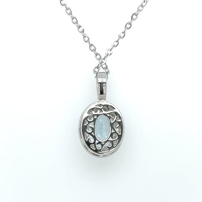 3.60ct Aquamarine and Diamond Pendant Necklace in 14K White Gold
