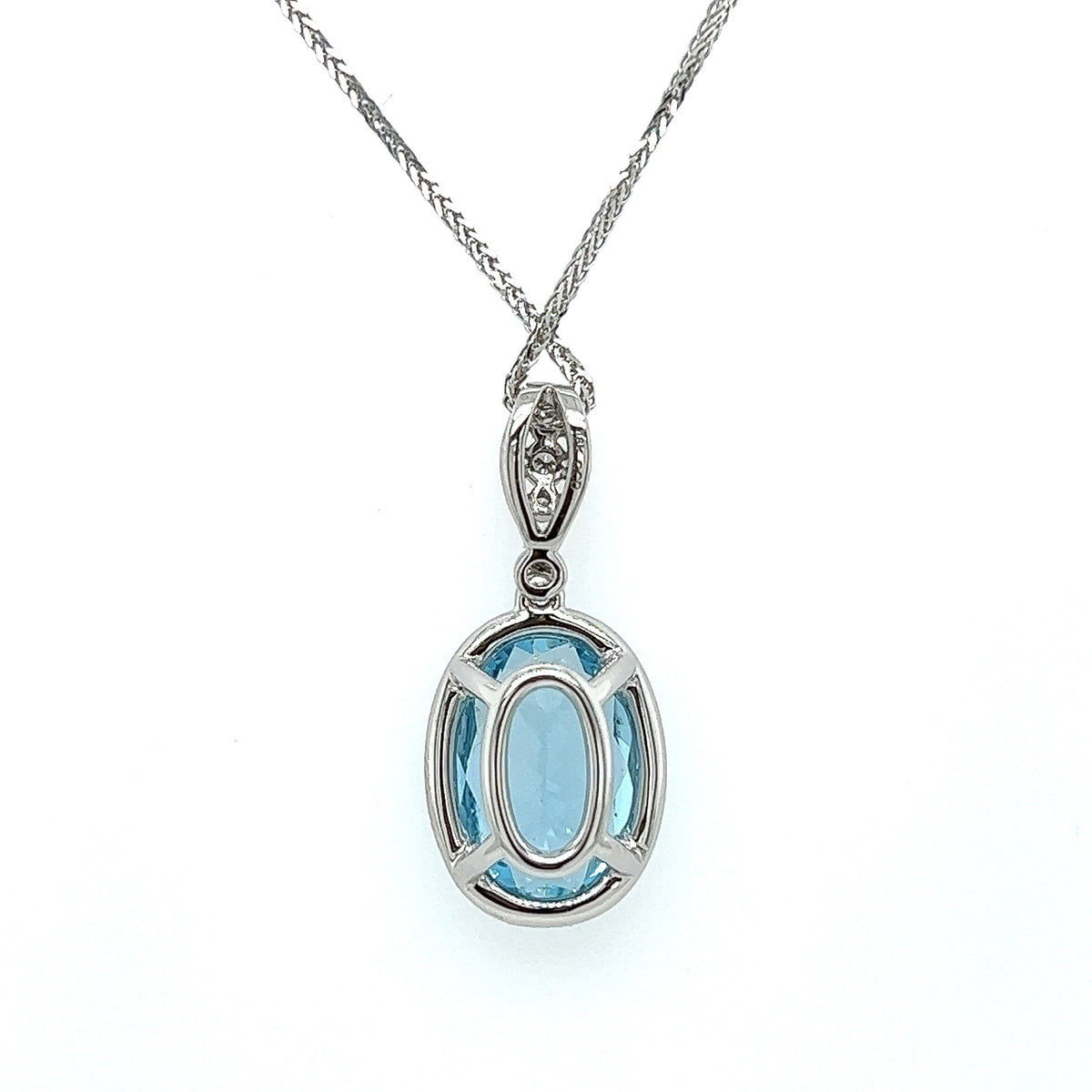 3.70Carat Aquamarine and Diamond Pendant Necklace in 18K White Gold