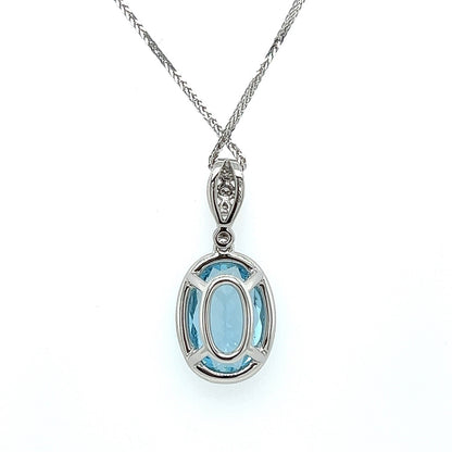3.70Carat Aquamarine and Diamond Pendant Necklace in 18K White Gold