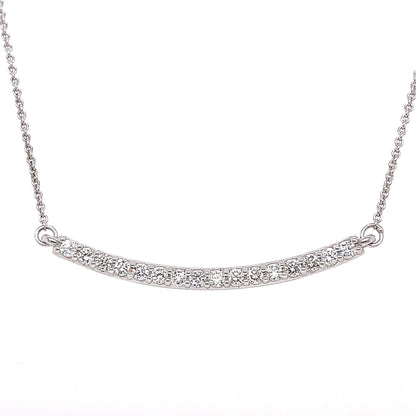 0.48 Carat Diamond Pave Bar Pendant Necklace in 14K White Gold on 16" Chain