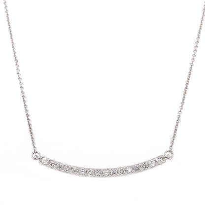 0.48 Carat Diamond Pave Bar Pendant Necklace in 14K White Gold on 16" Chain