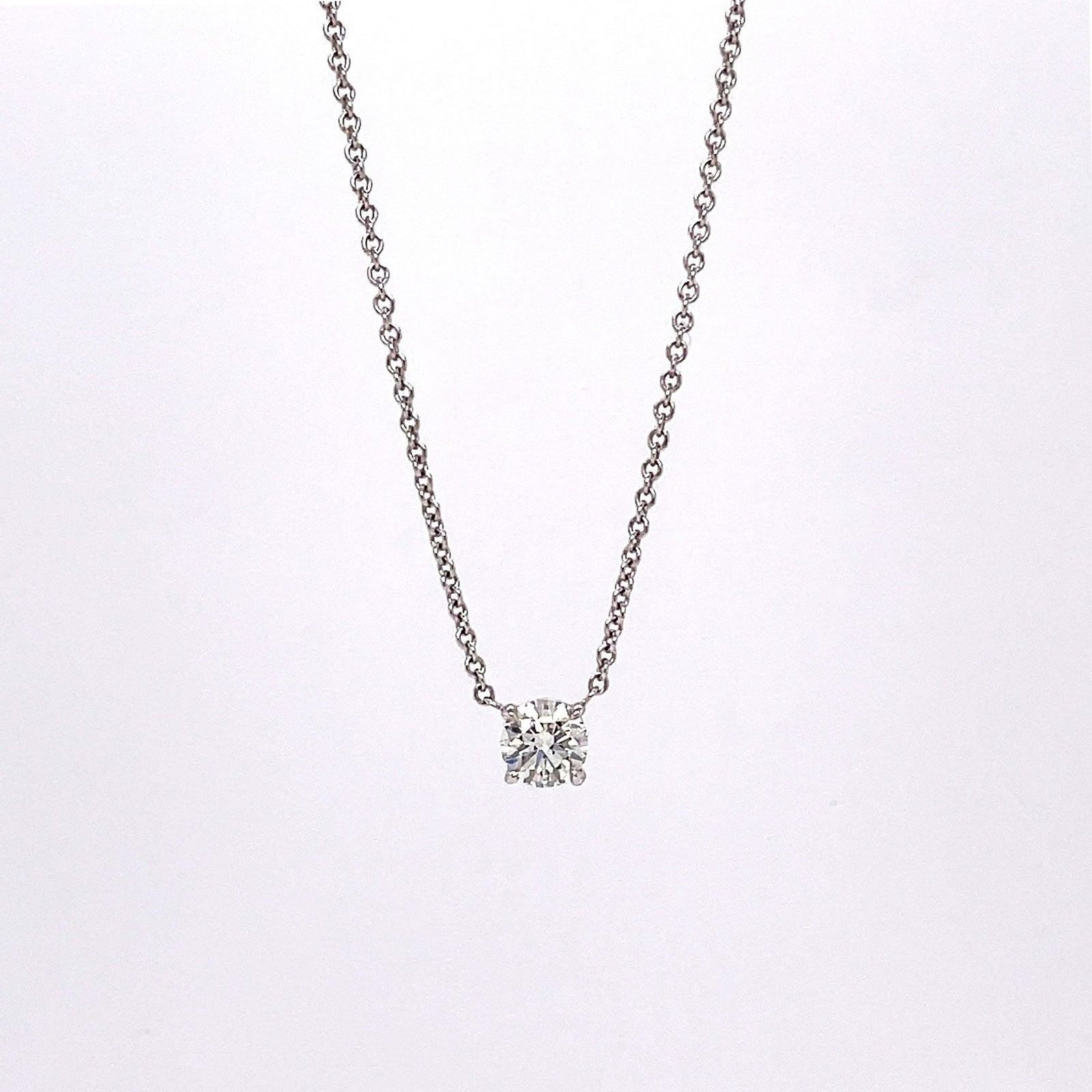 "PEND01787" 0.50 CARAT ROUND BRILLIANT CUT PENDANT IN 18K WHITE GOLD