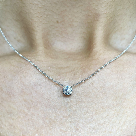 "PEND01787" 0.50 CARAT ROUND BRILLIANT CUT PENDANT IN 18K WHITE GOLD