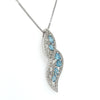 1.50Carat Blue Topaz and Diamond Twist Necklace in 14K White Gold