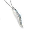 1.50Carat Blue Topaz and Diamond Twist Necklace in 14K White Gold