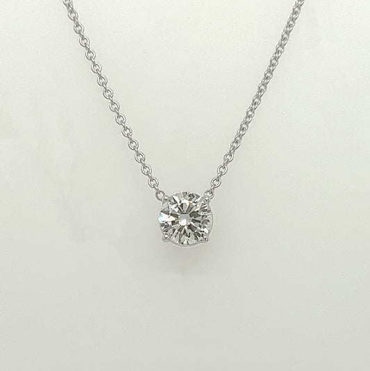 0.41 Carat Solitaire Diamond Pendant in 14K White Gold