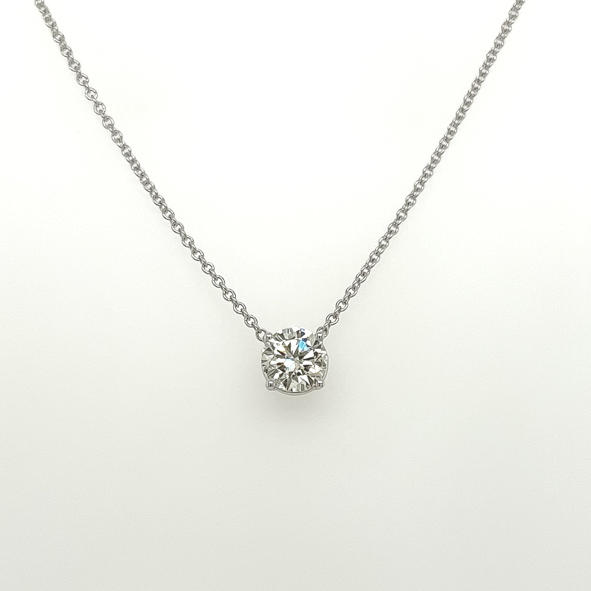 0.41 Carat Solitaire Diamond Pendant in 14K White Gold