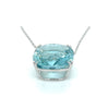 Splendid 48.46 Carat Cushion Cut Aquamarine Pendant in a 14 Karat White Gold Chain, GIA