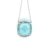 Splendid 48.46 Carat Cushion Cut Aquamarine Pendant in a 14 Karat White Gold Chain, GIA