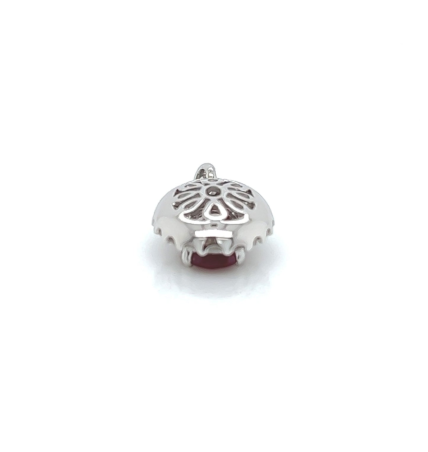 1.28 Total Carat Oval Ruby and Diamond Pendant in 18K White Gold