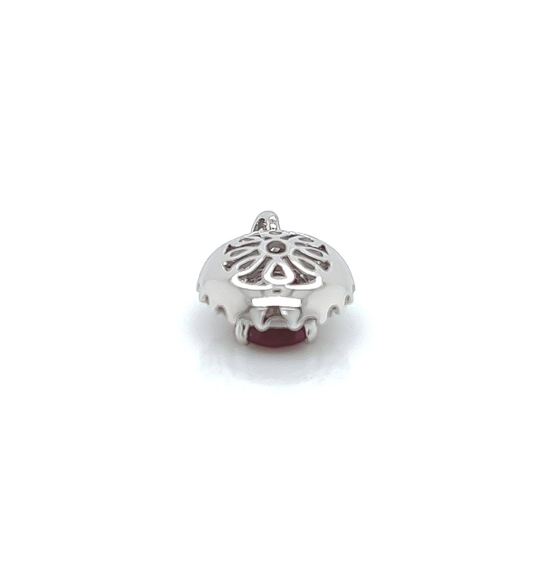 1.28 Total Carat Oval Ruby and Diamond Pendant in 18K White Gold