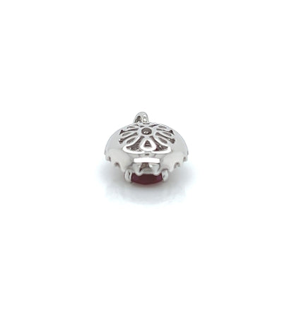 1.28 Total Carat Oval Ruby and Diamond Pendant in 18K White Gold