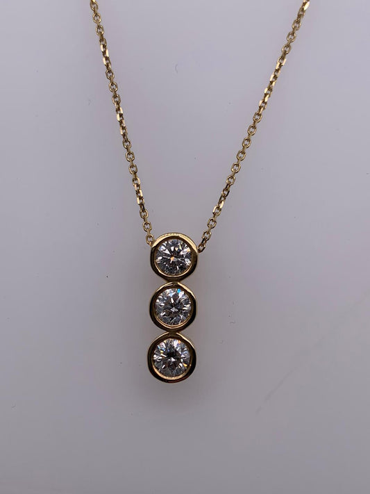 "PEND0119" 14K Yellow Gold Diamond Trio Pendant