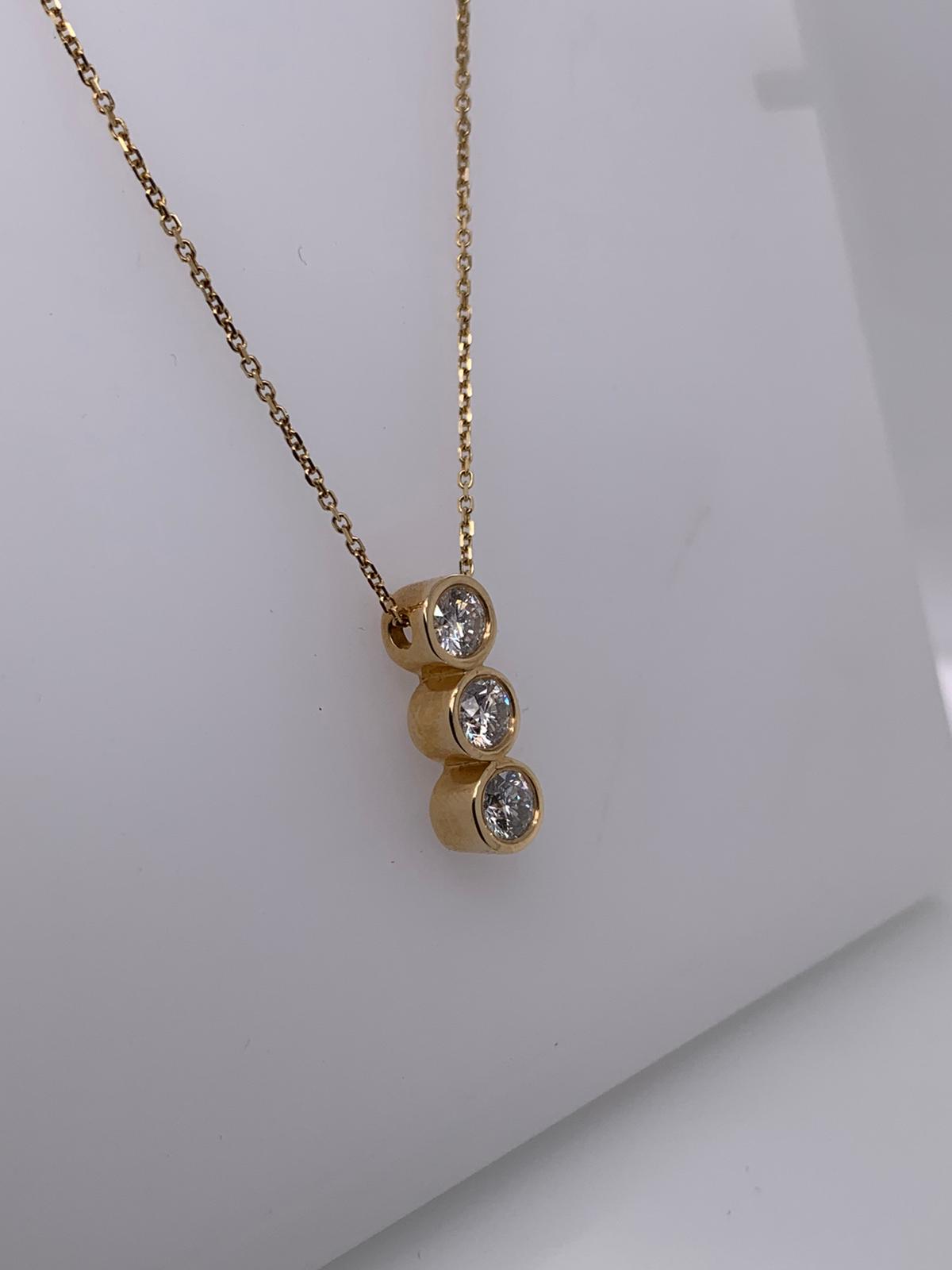 "PEND0119" 14K Yellow Gold Diamond Trio Pendant