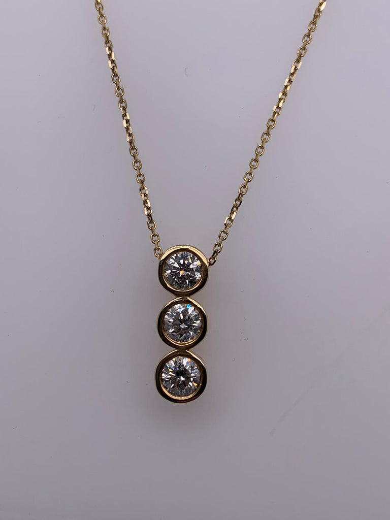Round-Cut Blue Sapphire & Diamond Trio Necklace 1/4 ct tw 10K White Gold  18