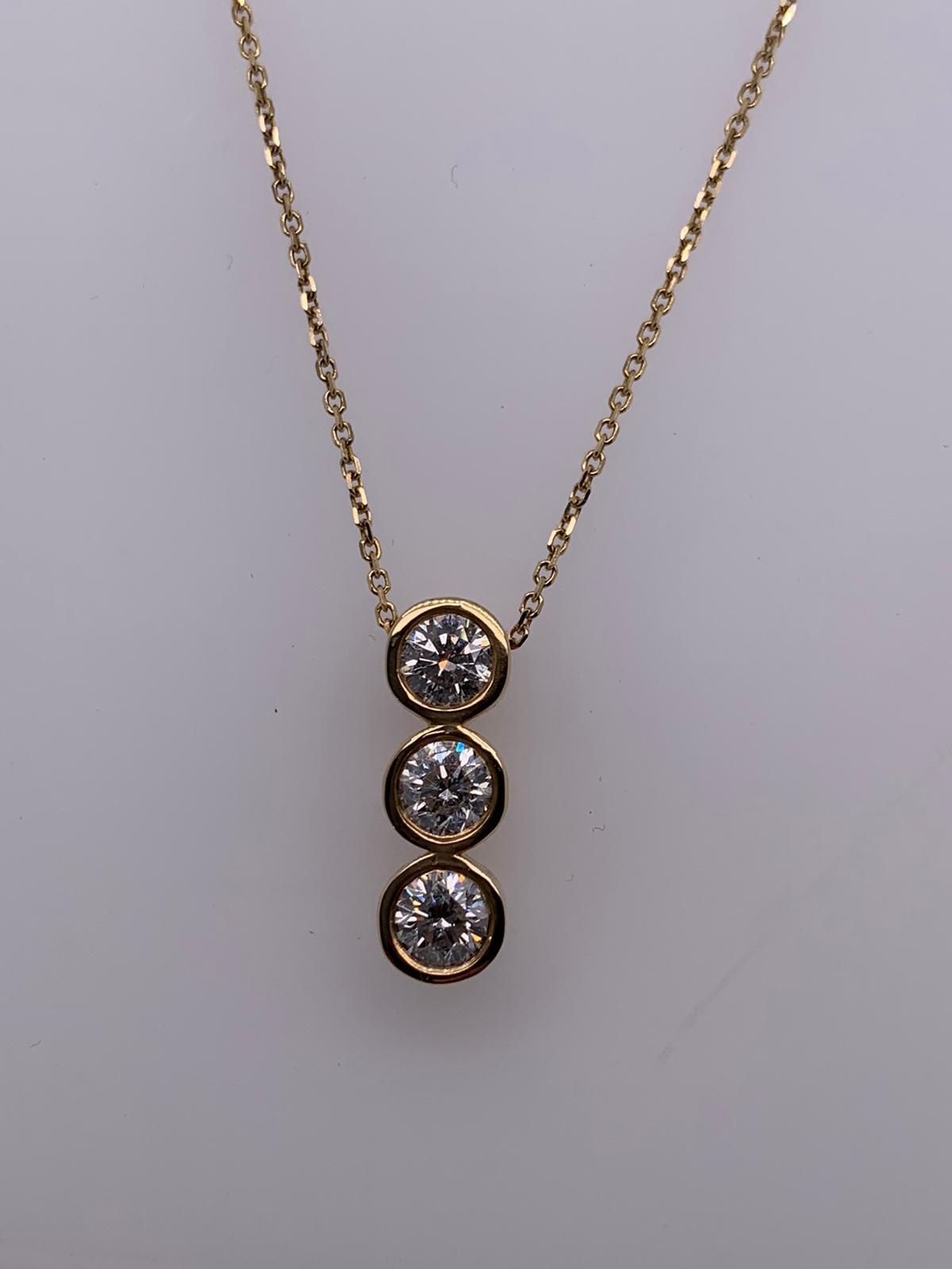 "PEND0119" 14K Yellow Gold Diamond Trio Pendant