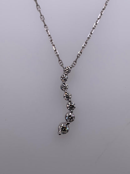 "PEND01231" 18K White Gold Seven Diamond Wave Pendant