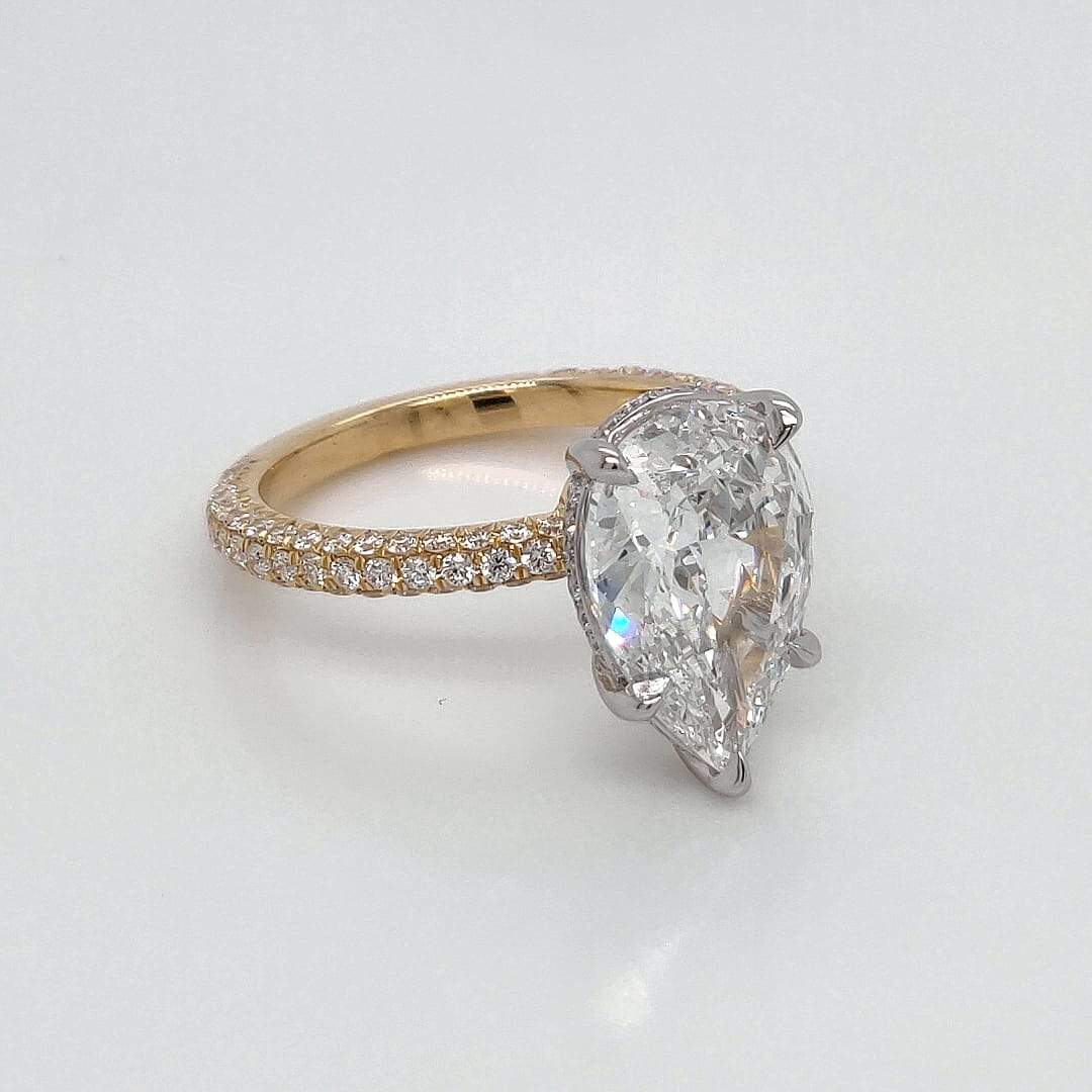 "ENGR03412" 3 Carat Pear Shaped Diamond Engagement Ring with Micropavé