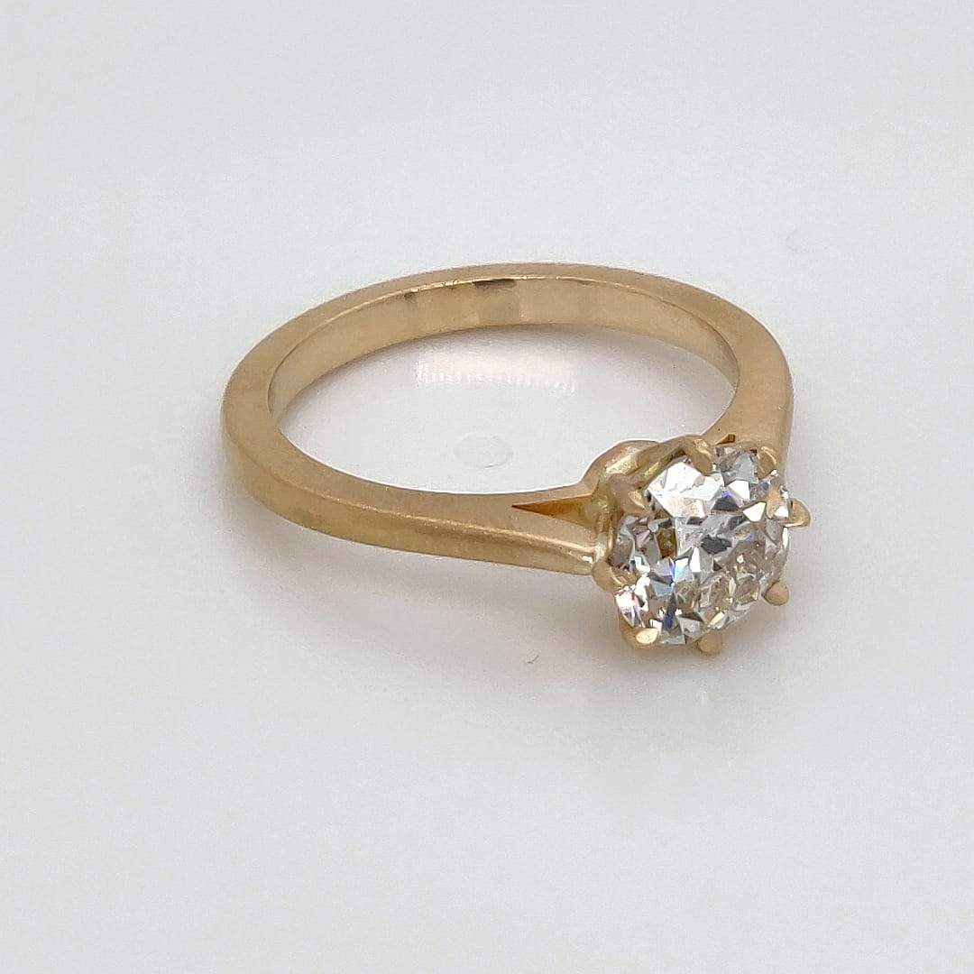 "ENGR03268" Antique Style Round Eight Prong Diamond Engagement Ring in Matte Gold